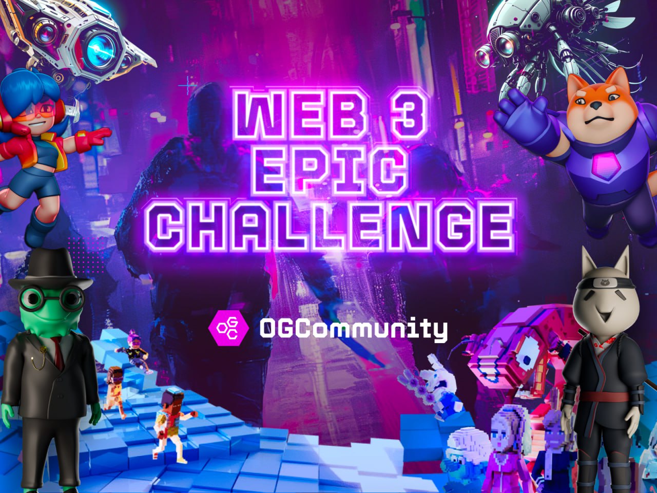 The Web3 Epic Challenge with OGCommunity, Hello Pixel, Xyro, TweetScout and 7 major projects where you have a chance to claim $50,000 USDT and fantastic prizes in tokens and NFTs