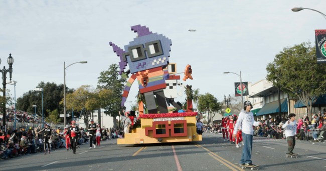 Documentary interview on the Nouns rose float