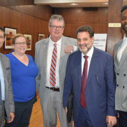 From left: Michael Cibella, Sara Kurtzberg, Gary Farrell, Steven Brounstein and Brian Buckmire at an in-person Kings County Criminal Bar Association continuing legal education meeting on "Sentencing implications from Rikers and beyond." Brooklyn Eagle photo by Robert Abruzzese