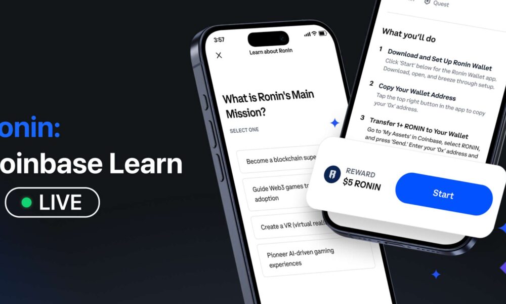 Coinbase and Ronin launch Learn & Earn with $RON Rewards