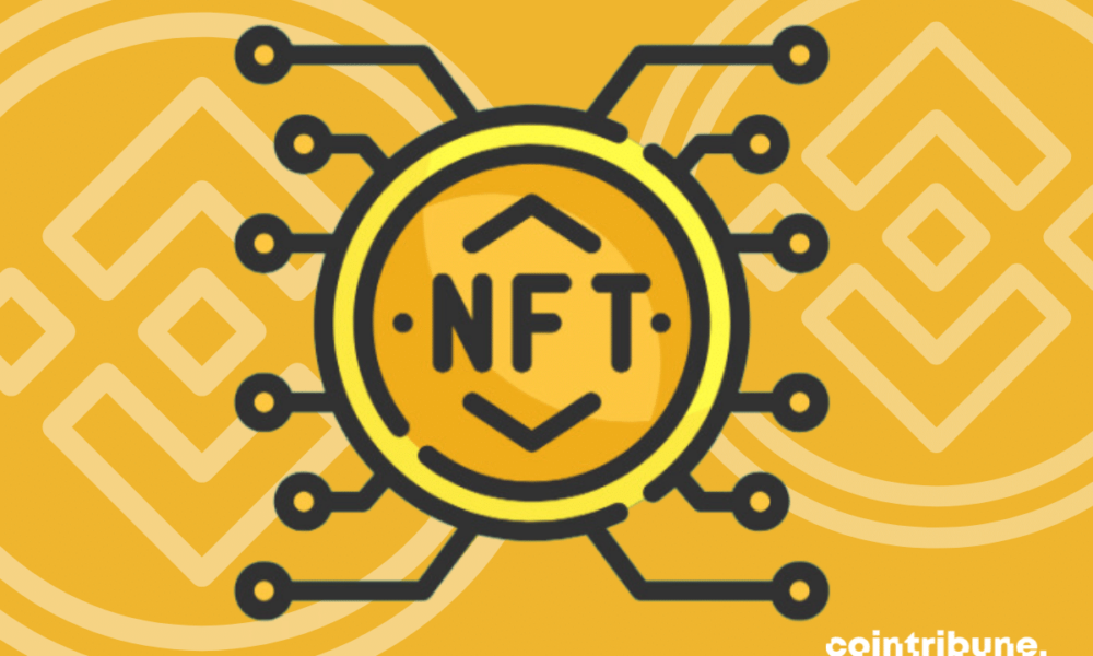 Croquis NFT avec logo Binance en arrière plan